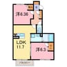 ヴィラーチェ古田刈 2LDKの間取り