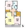 リヴィエール 2LDKの間取り
