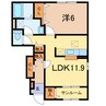 グランジュテ 1LDKの間取り