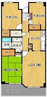 グランディール紫竹山 2LDK+Sの間取り