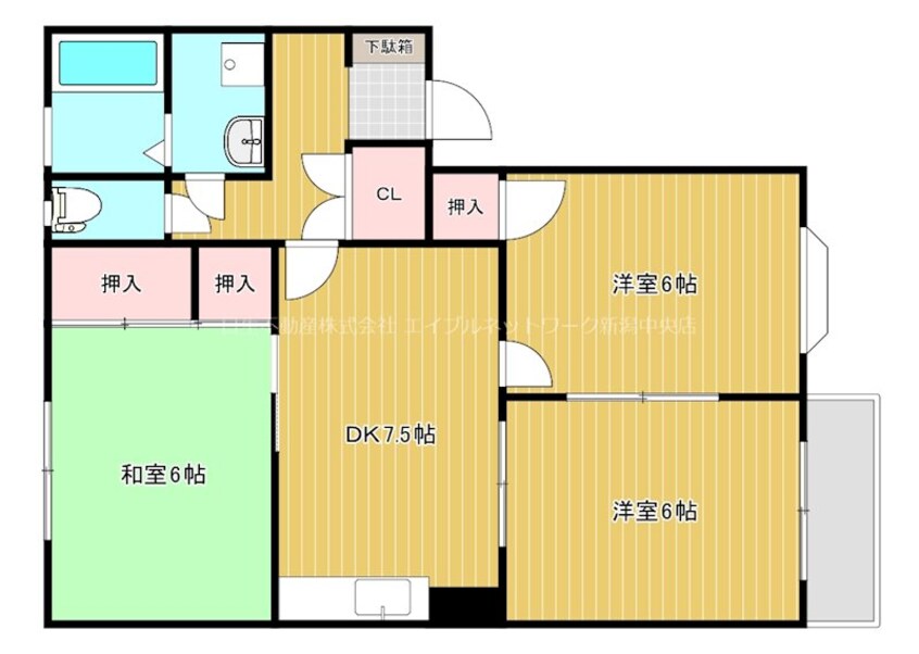 間取図 シャンブル女池B棟