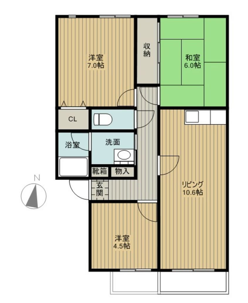間取図 サンビレッジフェリシアE棟