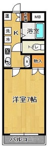 BUENA女池上山 1Kの間取り