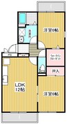 ブルームガーデンC棟 2LDKの間取り