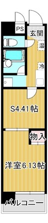 フェリシア東中通 1SKの間取り