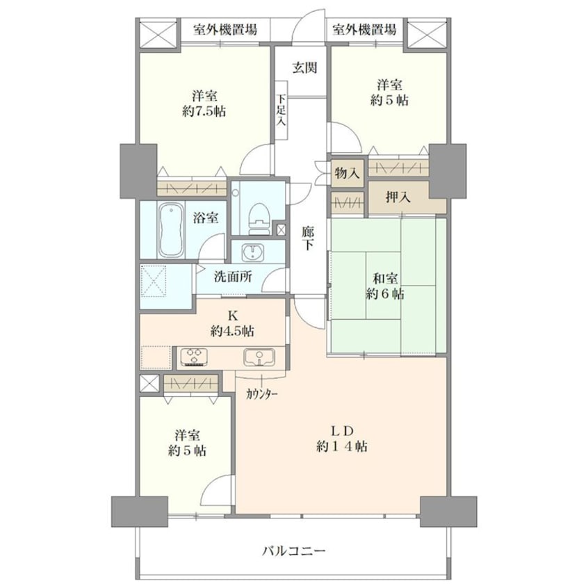 間取図 ダイアパレスロイヤルシティ東幸町東棟