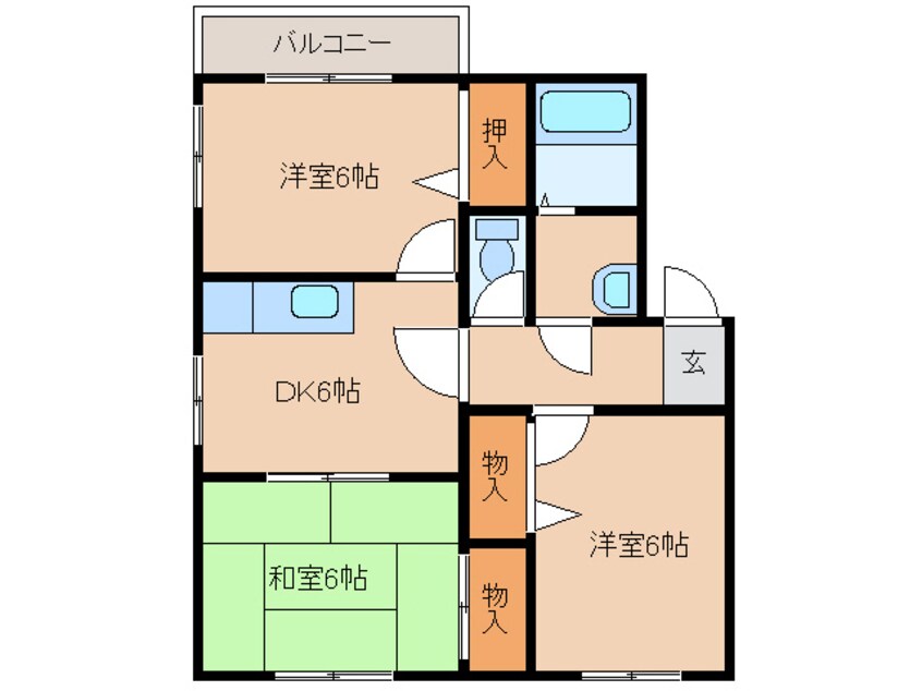 間取図 大分交通バス（中津市）/沖代町 徒歩1分 3階 築27年