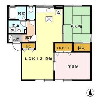 間取図 日豊本線/今津駅 徒歩33分 1階 築19年