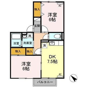 間取図 大分交通バス（中津市）/中津検診センター前 徒歩3分 2階 築24年