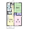 大分交通バス（中津市）/金手 徒歩2分 2階 築27年 2DKの間取り