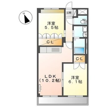 間取図 日豊本線/中津駅 徒歩27分 2階 築11年