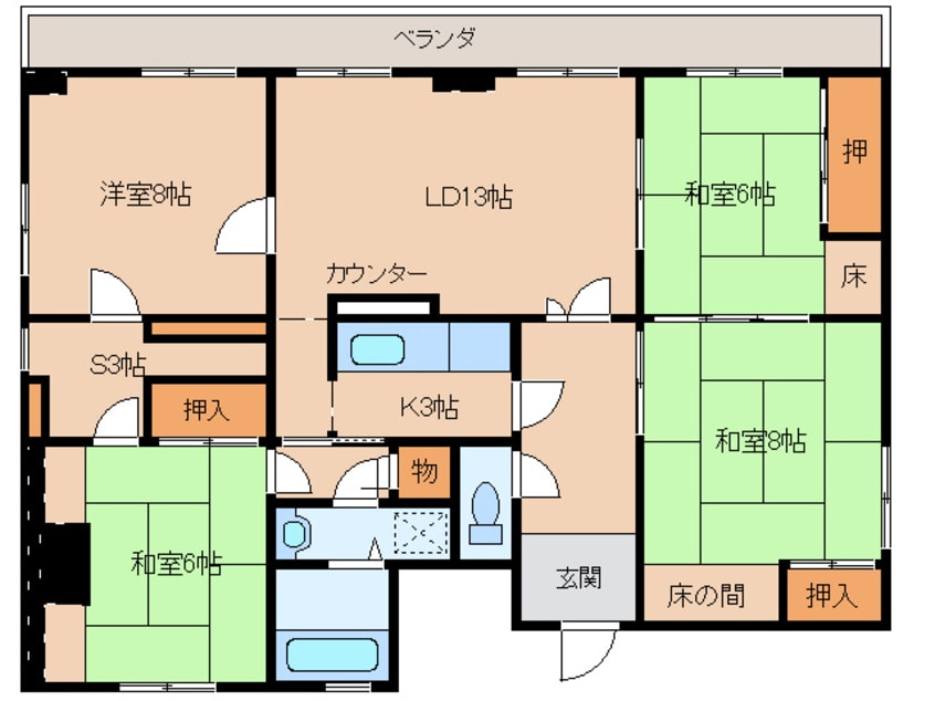 間取図 日豊本線/中津駅 徒歩6分 8階 築32年
