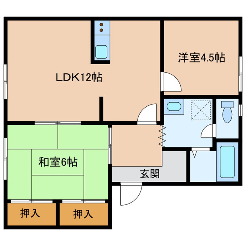 間取図 日豊本線/中津駅 車移動　3分1.4km 1階 築34年