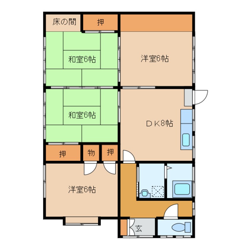 間取図 日豊本線/中津駅 車移動　10分2.1km 1階 築40年