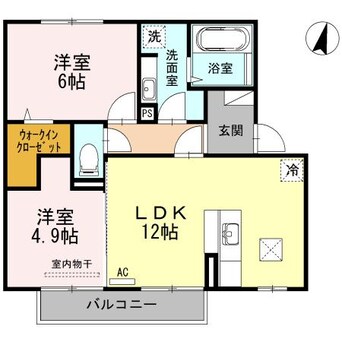 間取図 日豊本線/東中津駅 徒歩35分 1階 築8年