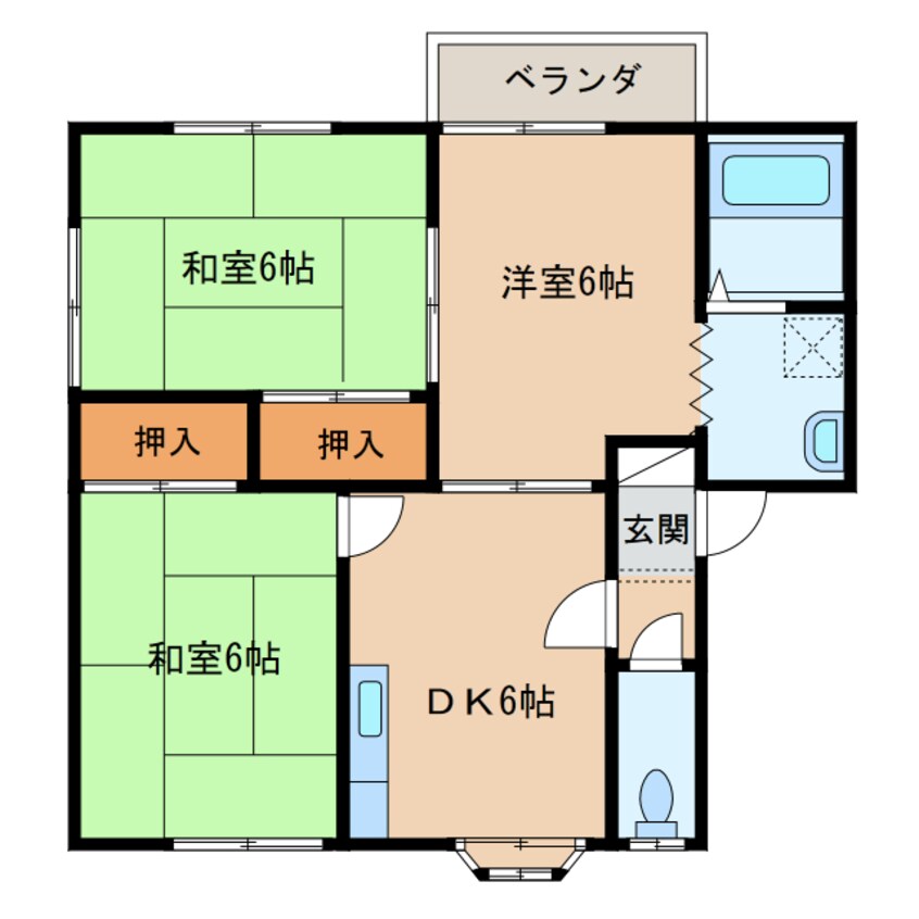 間取図 日豊本線/中津駅 徒歩33分 2階 築28年