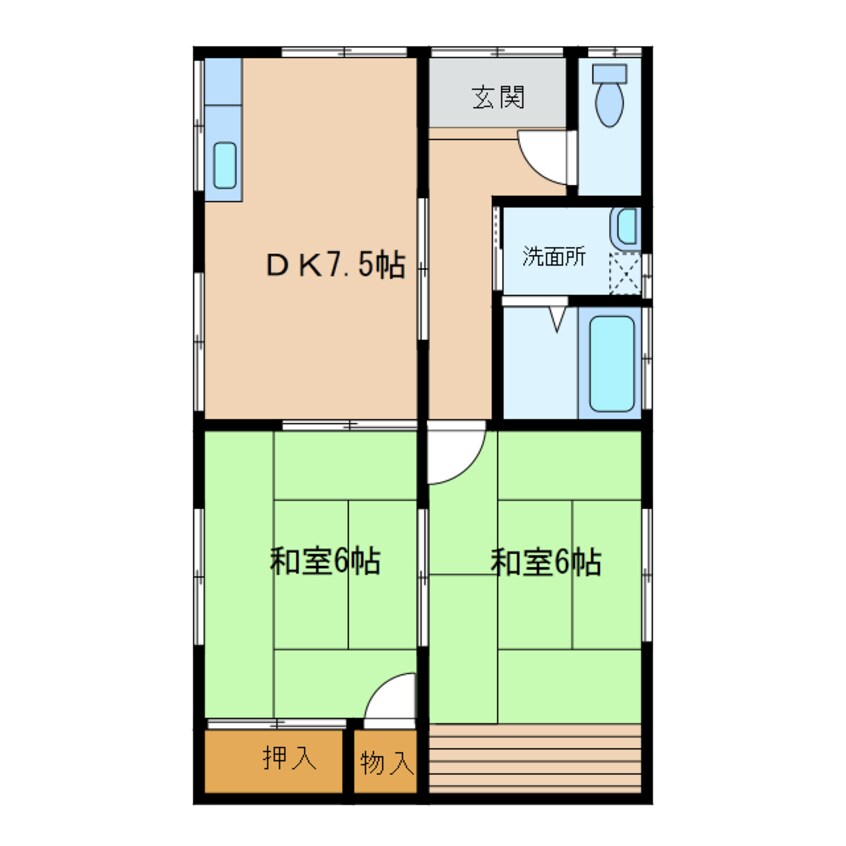 間取図 日豊本線/中津駅 徒歩38分 1階 築36年