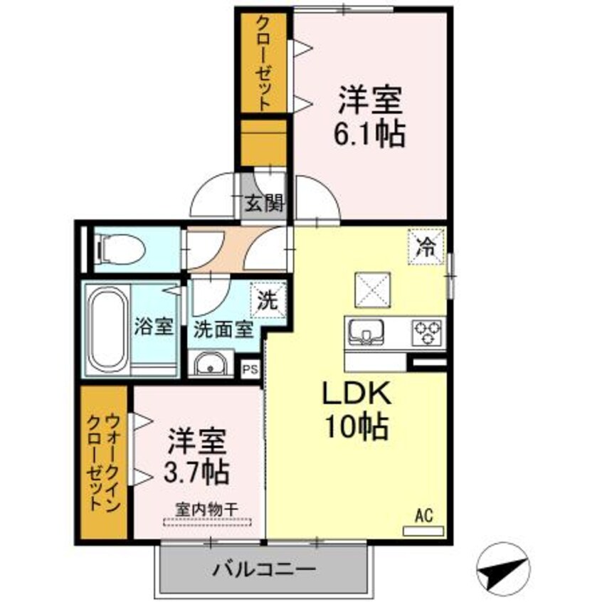 間取図 日豊本線/中津駅 徒歩23分 1階 築6年