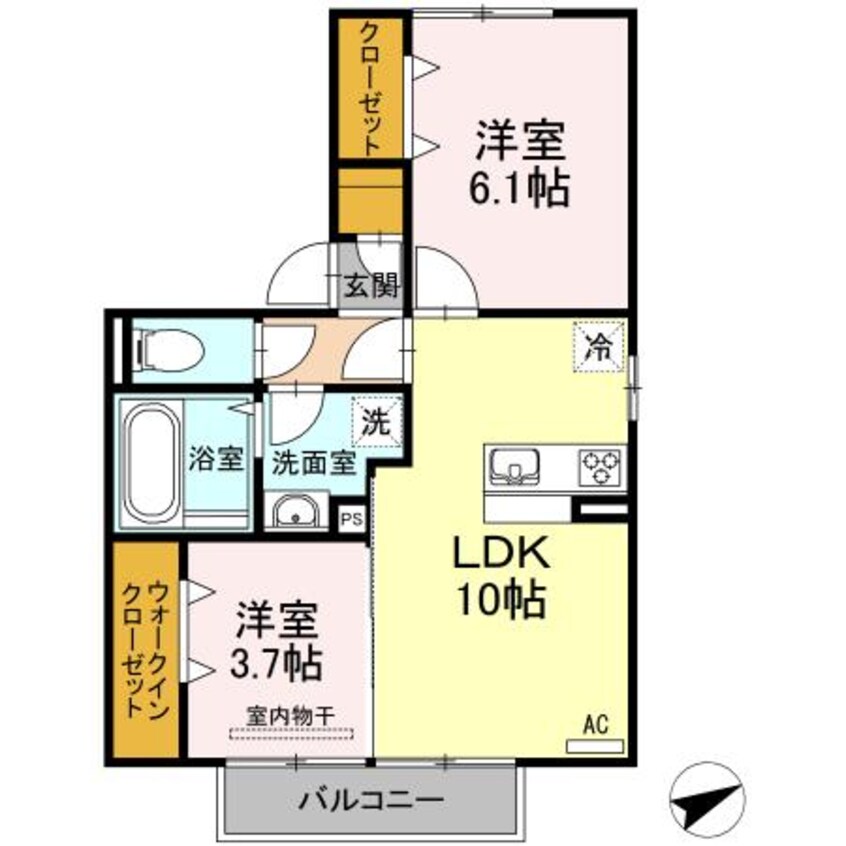 間取図 日豊本線/中津駅 徒歩23分 2階 築6年