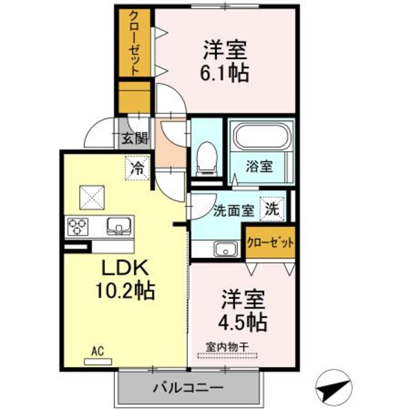 間取図 日豊本線/中津駅 徒歩23分 1階 築6年