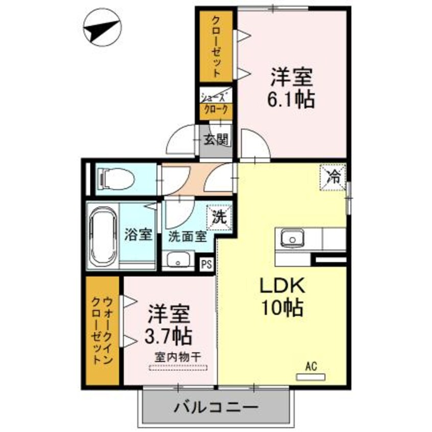 間取図 日豊本線/中津駅 徒歩40分 2階 築6年