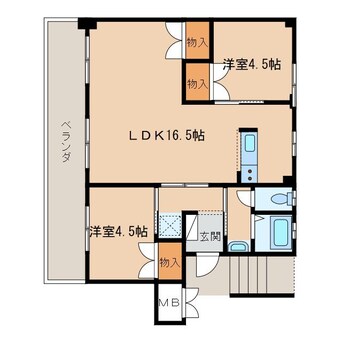 間取図 日豊本線/中津駅 徒歩35分 1階 築51年