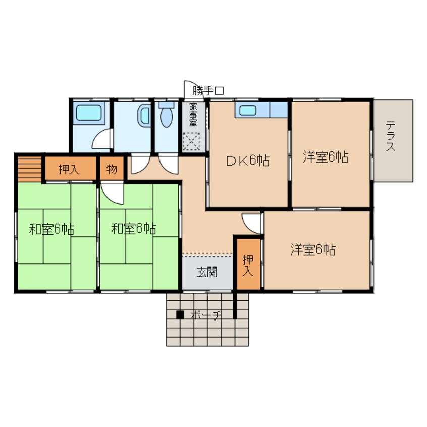 間取図 日豊本線/中津駅 徒歩37分 1階 築36年