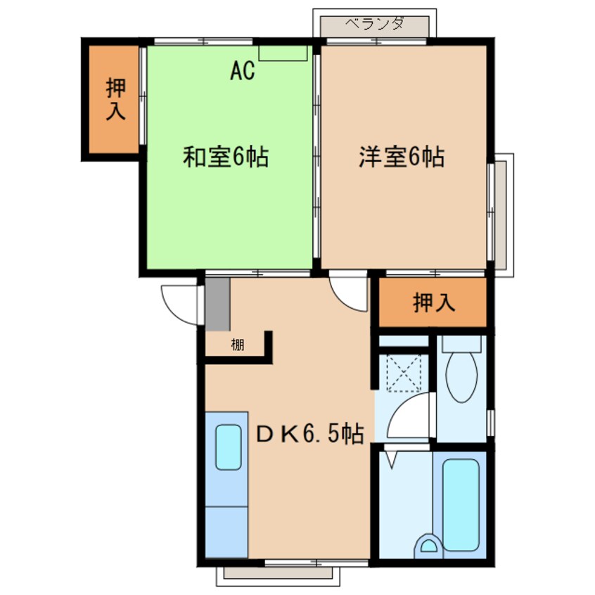 間取図 日豊本線/中津駅 徒歩55分 2階 築37年