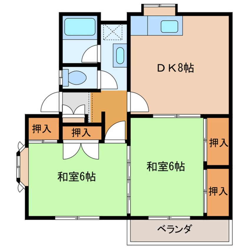 間取図 日豊本線/中津駅 徒歩29分 1階 築34年