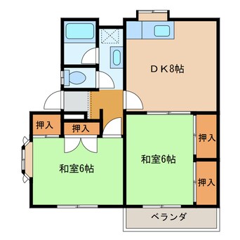 間取図 日豊本線/中津駅 徒歩29分 2階 築34年