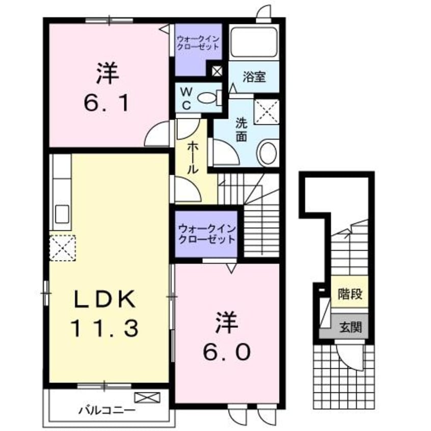 間取図 日豊本線/中津駅 徒歩31分 1-2階 築16年
