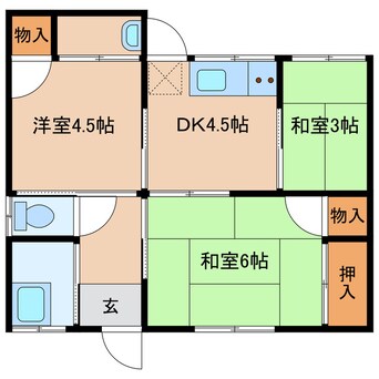 間取図 日豊本線/東中津駅 徒歩20分 1階 築40年