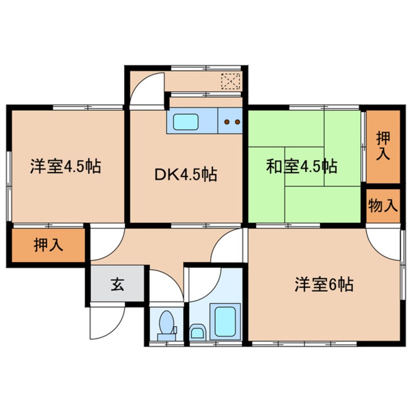 間取図 日豊本線/東中津駅 徒歩20分 1階 築40年