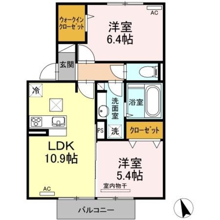 間取図 日豊本線/中津駅 徒歩59分 2階 築5年