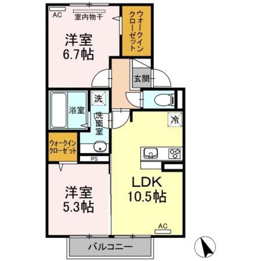 間取図 日豊本線/中津駅 徒歩36分 2階 築3年