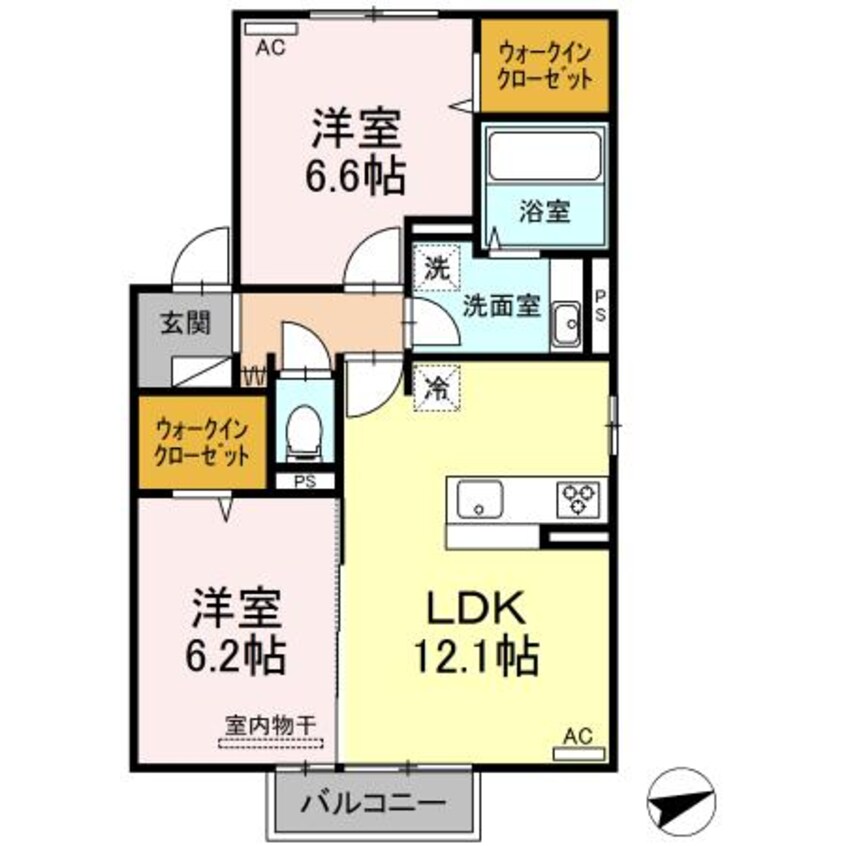 間取図 日豊本線/中津駅 徒歩21分 2階 築4年