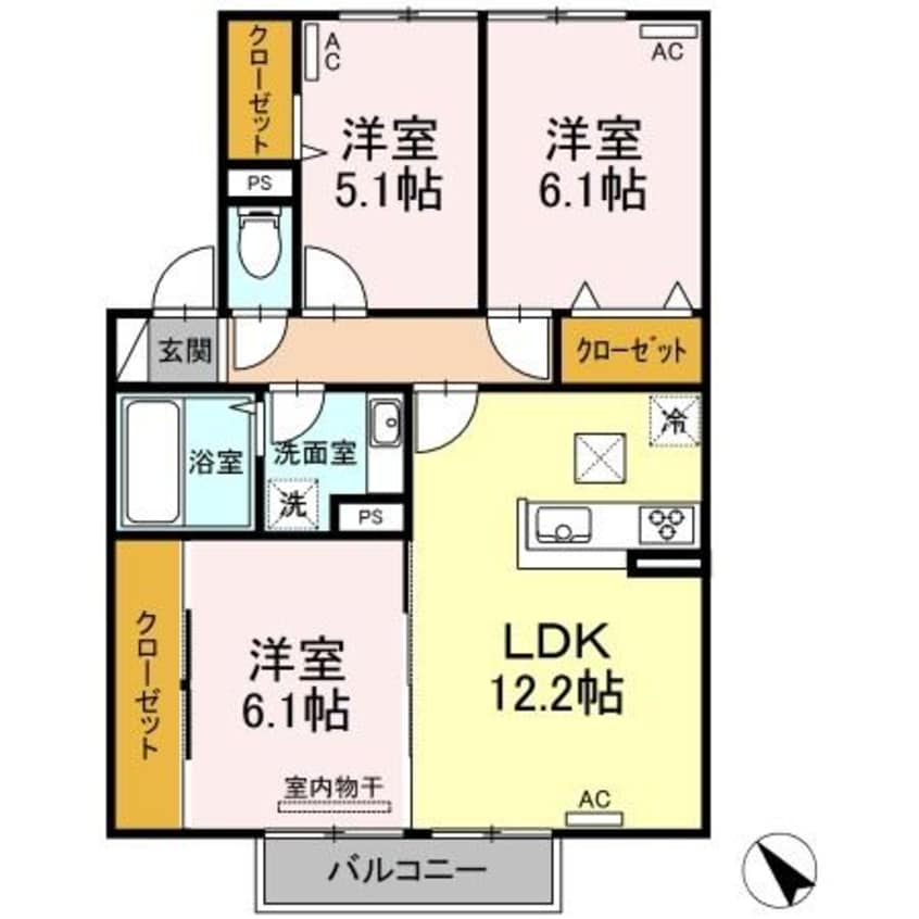 間取図 日豊本線/中津駅 徒歩21分 1階 築4年