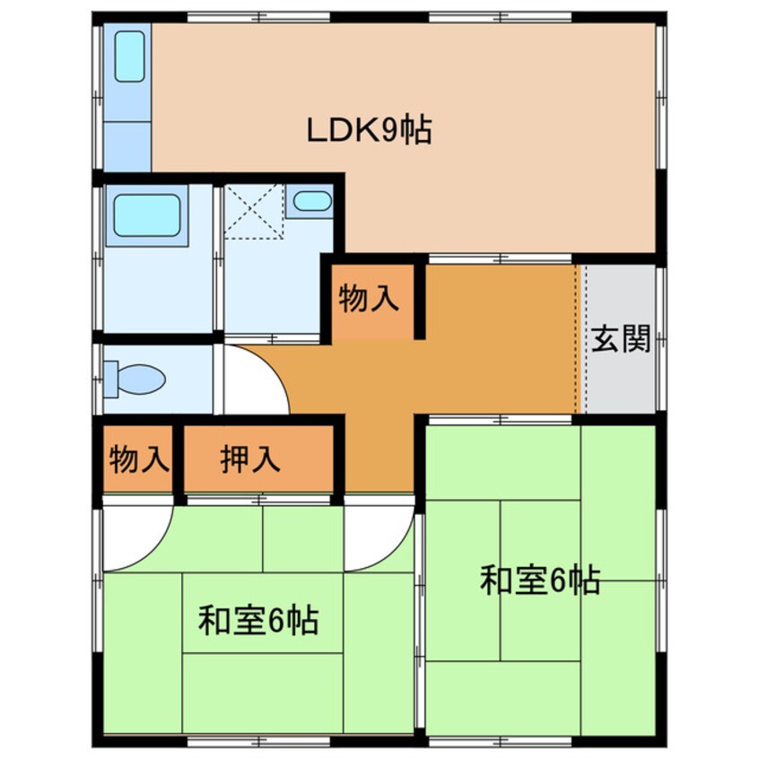 間取図 日豊本線/中津駅 徒歩23分 1階 築34年