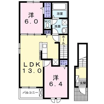 間取図 日豊本線/中津駅 徒歩34分 1-2階 築2年