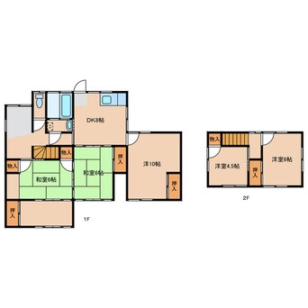 間取図 日豊本線/中津駅 徒歩31分 1-2階 築45年