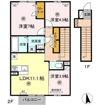 間取図 日豊本線/中津駅 徒歩37分 1-2階 1年未満