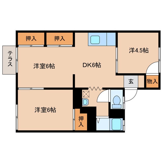 間取り図 日豊本線/東中津駅 徒歩14分 1階 築35年