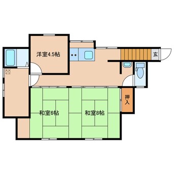 間取図 日豊本線/中津駅 徒歩12分 1-2階 築54年