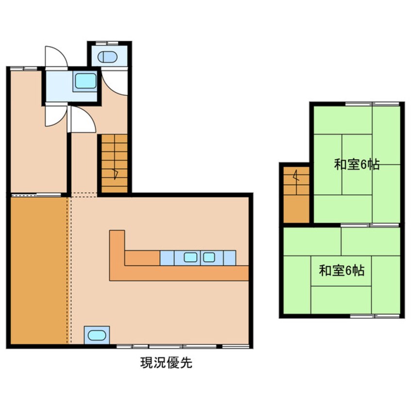 間取図 日豊本線/中津駅 徒歩26分 1-2階 築50年