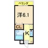 リボン長岡 1Kの間取り