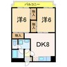ロイヤルプラザ長岡 2DKの間取り