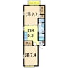 ロイヤルパレスA 2DKの間取り