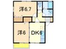 ヴィルグリシーヌＢ 2DKの間取り