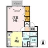 セジュール学校町 1Kの間取り