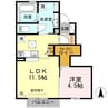 リバーサイド駅東 1LDKの間取り